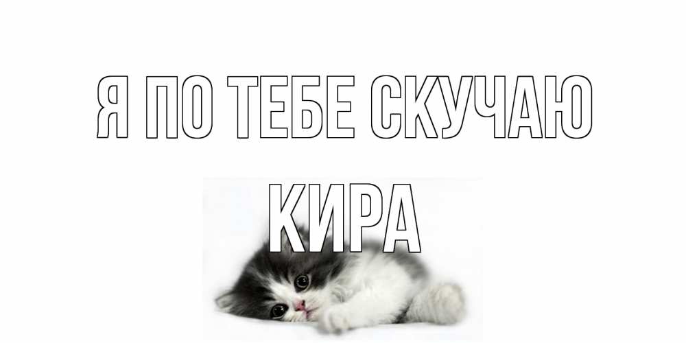 Открытка на каждый день с именем, Кира Я по тебе скучаю кот, скука Прикольная открытка с пожеланием онлайн скачать бесплатно 