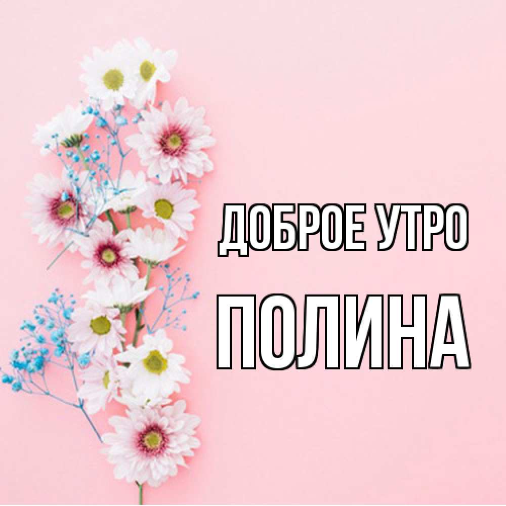 Открытка на каждый день с именем, Полина Доброе утро цветы с подписью Прикольная открытка с пожеланием онлайн скачать бесплатно 