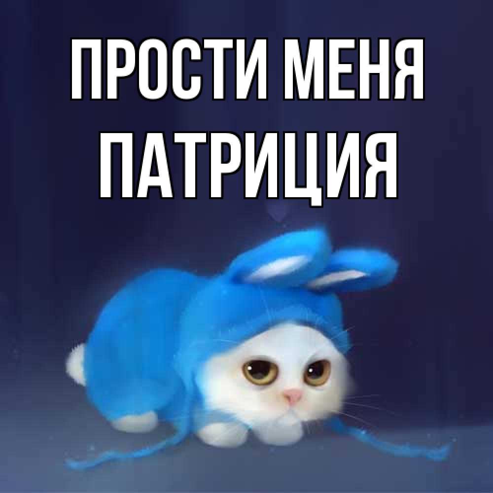 Открытка на каждый день с именем, Патриция Прости меня невинный котозай просит прощения Прикольная открытка с пожеланием онлайн скачать бесплатно 