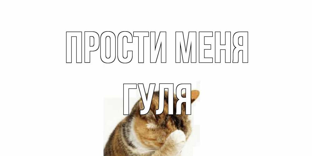 Открытка на каждый день с именем, Гуля Прости меня кот Прикольная открытка с пожеланием онлайн скачать бесплатно 