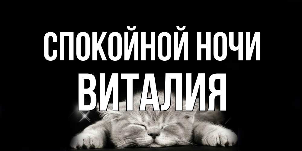 Открытка на каждый день с именем, Виталия Спокойной ночи спящий котик Прикольная открытка с пожеланием онлайн скачать бесплатно 