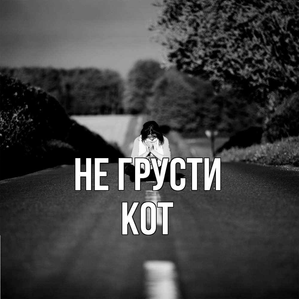 Открытка на каждый день с именем, Кот Не грусти девушка сидит на асфальте Прикольная открытка с пожеланием онлайн скачать бесплатно 