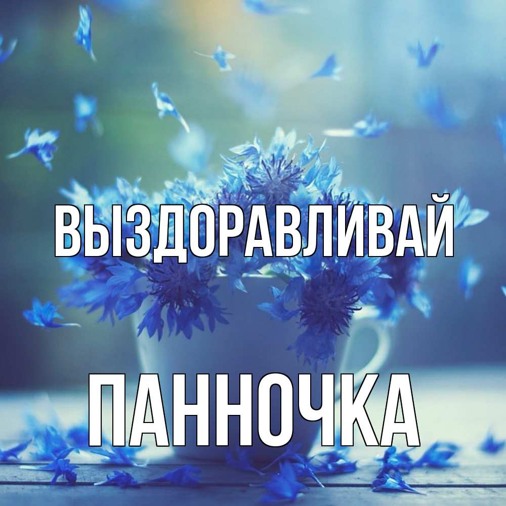 Открытка на каждый день с именем, Панночка Выздоравливай кружка с зельем и цветами Прикольная открытка с пожеланием онлайн скачать бесплатно 