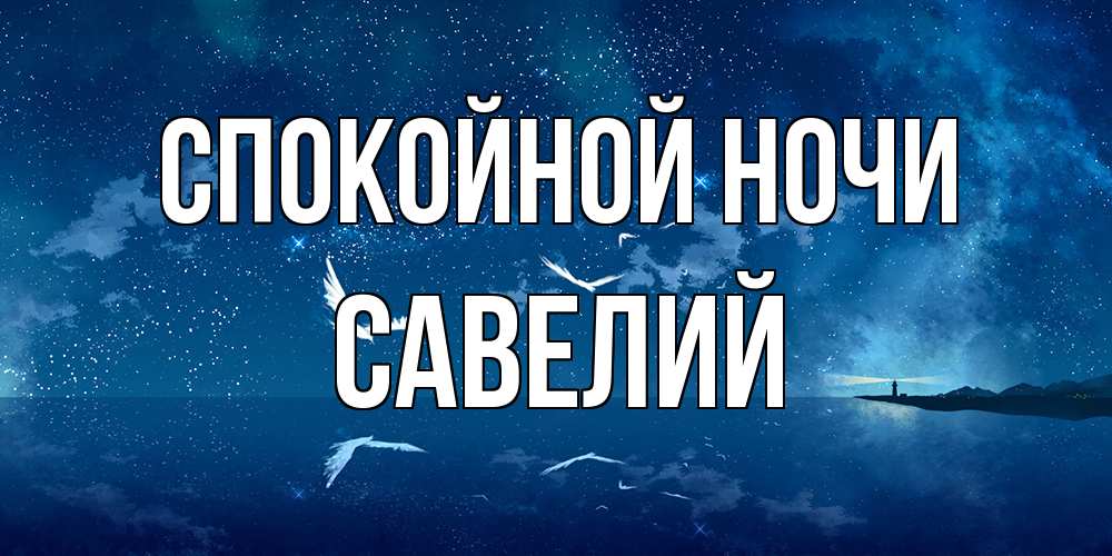 Открытка на каждый день с именем, Савелий Спокойной ночи птицы летят на фоне ночного неба Прикольная открытка с пожеланием онлайн скачать бесплатно 