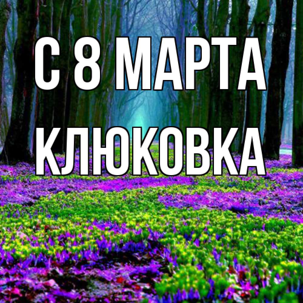 Открытка на каждый день с именем, клюковка C 8 МАРТА фиолетовые цветы в лесу 1 Прикольная открытка с пожеланием онлайн скачать бесплатно 