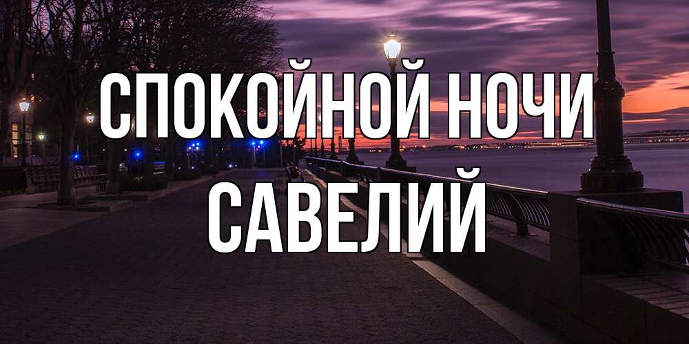Открытка на каждый день с именем, Савелий Спокойной ночи фонари на фоне реки Прикольная открытка с пожеланием онлайн скачать бесплатно 