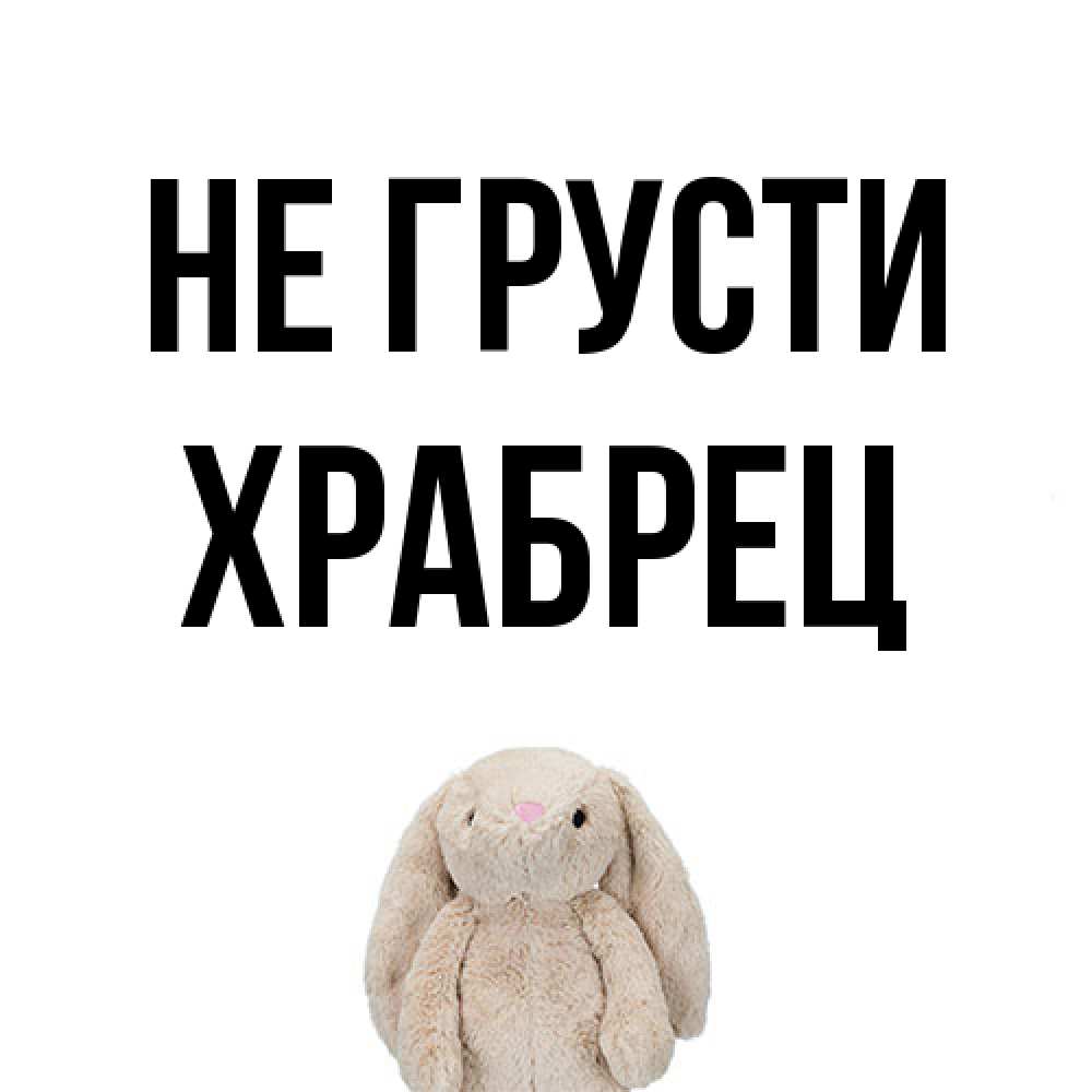 Открытка на каждый день с именем, Храбрец Не грусти детская игрушка зайчика Прикольная открытка с пожеланием онлайн скачать бесплатно 