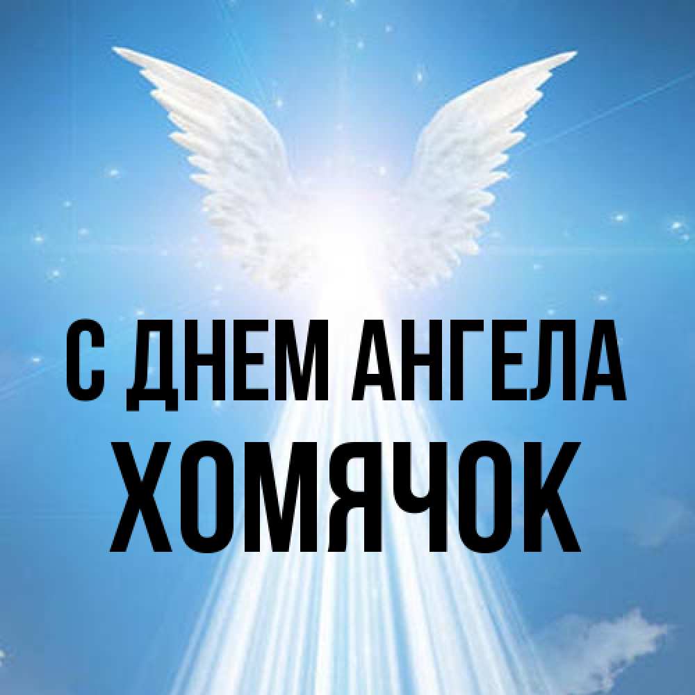 Открытка на каждый день с именем, Хомячок С днем ангела поток света Прикольная открытка с пожеланием онлайн скачать бесплатно 