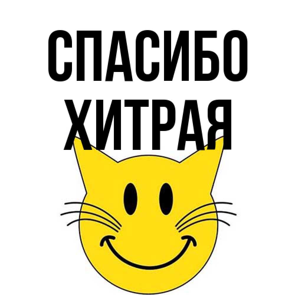 Открытка на каждый день с именем, хитрая Спасибо улыбающийся смайл кот Прикольная открытка с пожеланием онлайн скачать бесплатно 