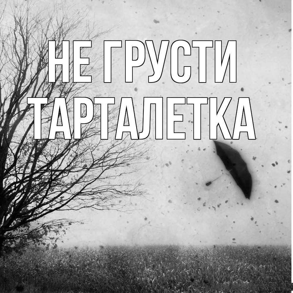 Открытка на каждый день с именем, Тарталетка Не грусти летящий зонтик Прикольная открытка с пожеланием онлайн скачать бесплатно 