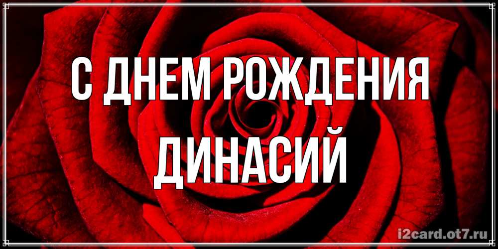 Открытка на каждый день с именем, Динасий С днем рождения алая роза Прикольная открытка с пожеланием онлайн скачать бесплатно 