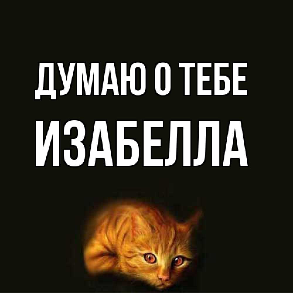 Открытка на каждый день с именем, Изабелла Думаю о тебе рыжий Прикольная открытка с пожеланием онлайн скачать бесплатно 