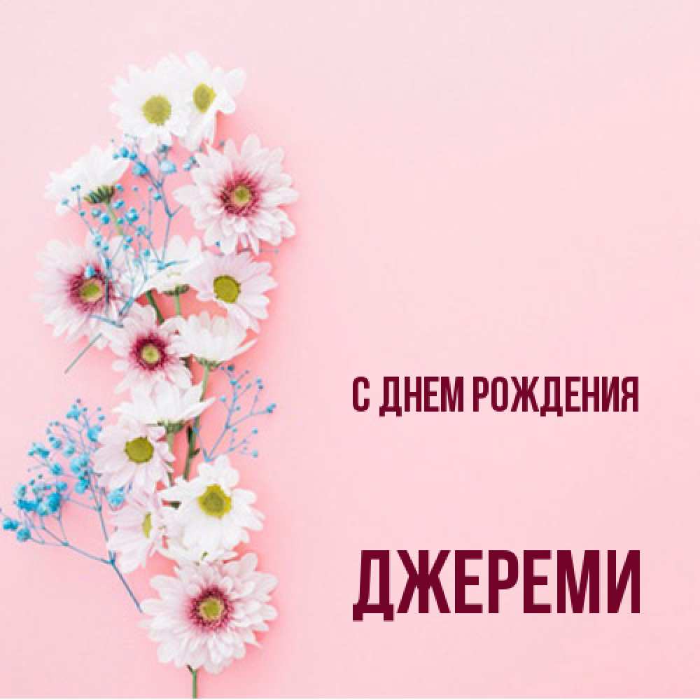 Открытка на каждый день с именем, Джереми С днем рождения Родная моя с днем рождения тебя картинка с цветами белыми и голубыми Прикольная открытка с пожеланием онлайн скачать бесплатно 