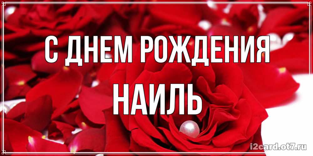 Открытка на каждый день с именем, Наиль С днем рождения роза с жемчужиной на открытке для любимых Прикольная открытка с пожеланием онлайн скачать бесплатно 