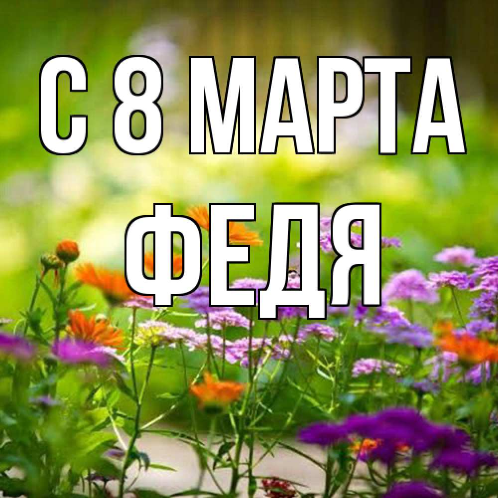 Открытка на каждый день с именем, Федя C 8 МАРТА цветы Прикольная открытка с пожеланием онлайн скачать бесплатно 