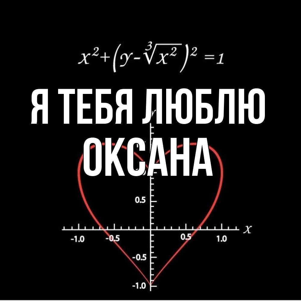 Открытка на каждый день с именем, Оксана Я тебя люблю сердечная формула Прикольная открытка с пожеланием онлайн скачать бесплатно 