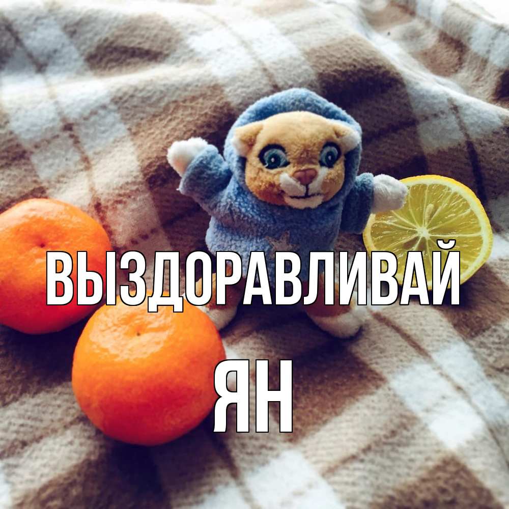 Открытка на каждый день с именем, Ян Выздоравливай вот тебе апельсинка и лимон Прикольная открытка с пожеланием онлайн скачать бесплатно 
