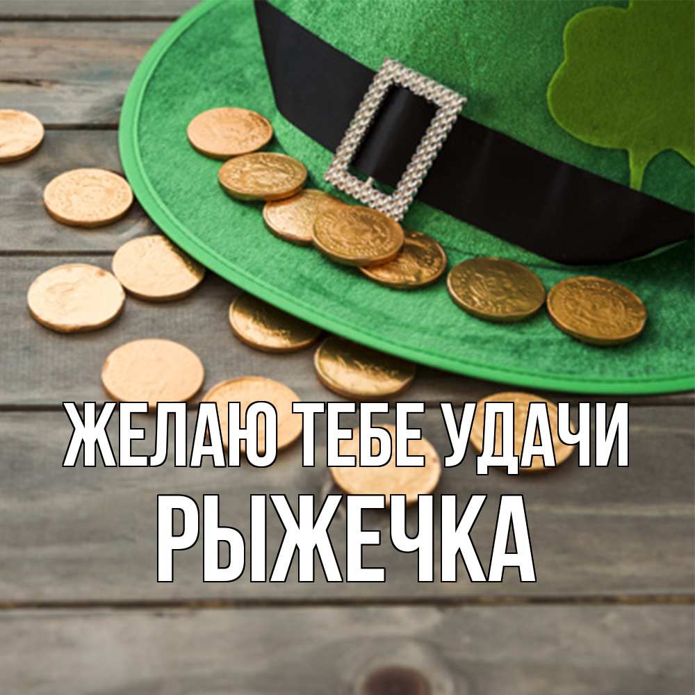 Открытка на каждый день с именем, рыжечка Желаю тебе удачи монеты Прикольная открытка с пожеланием онлайн скачать бесплатно 