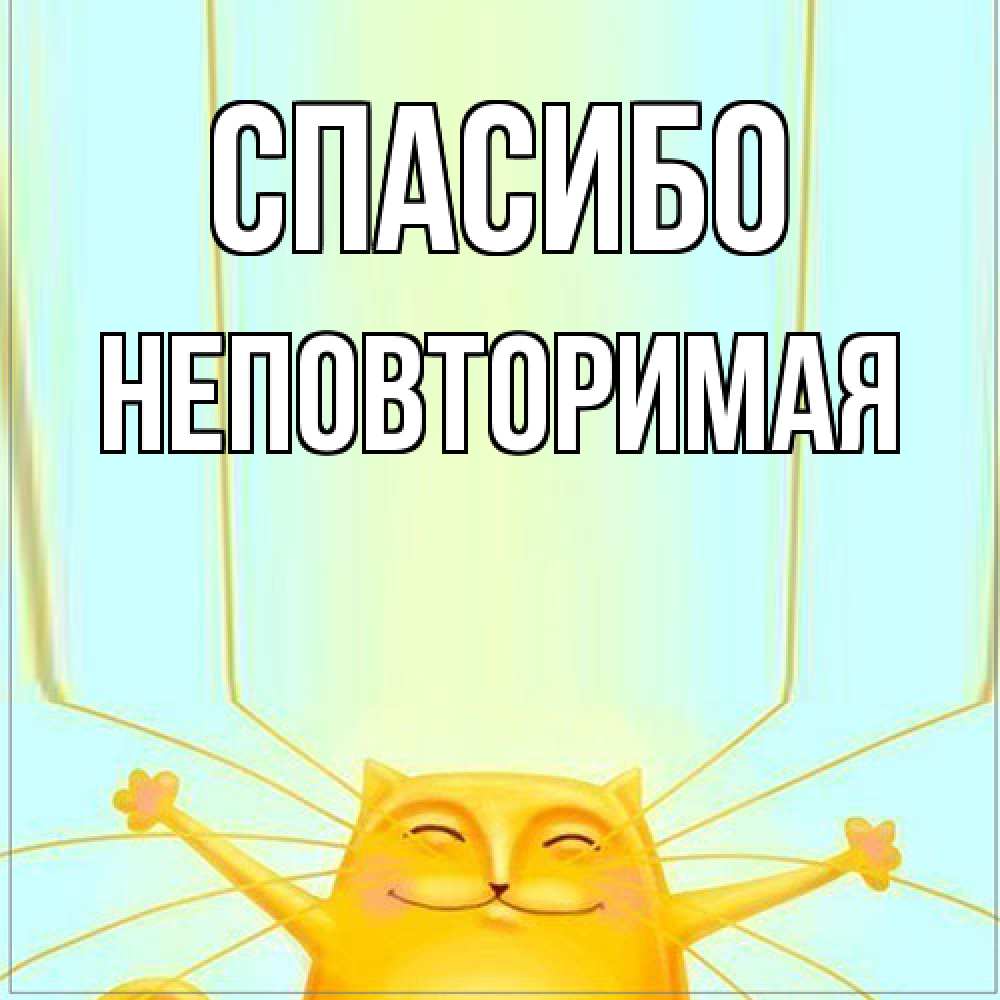 Открытка на каждый день с именем, Hеповтоpимая Спасибо кот с усами благодарит Прикольная открытка с пожеланием онлайн скачать бесплатно 