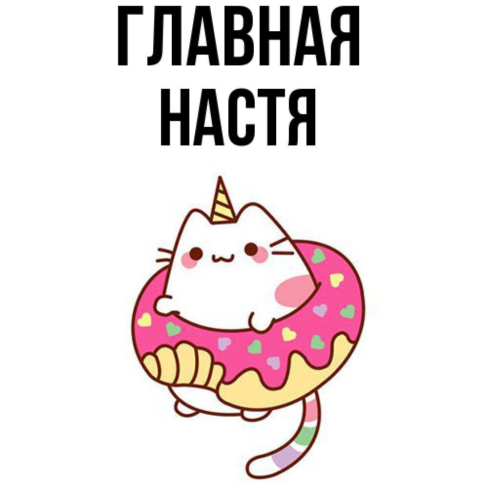 Открытка на каждый день с именем, настя Главная кот в бублике Прикольная открытка с пожеланием онлайн скачать бесплатно 