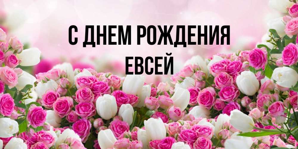 Открытка на каждый день с именем, Евсей С днем рождения открытка с разными розами Прикольная открытка с пожеланием онлайн скачать бесплатно 