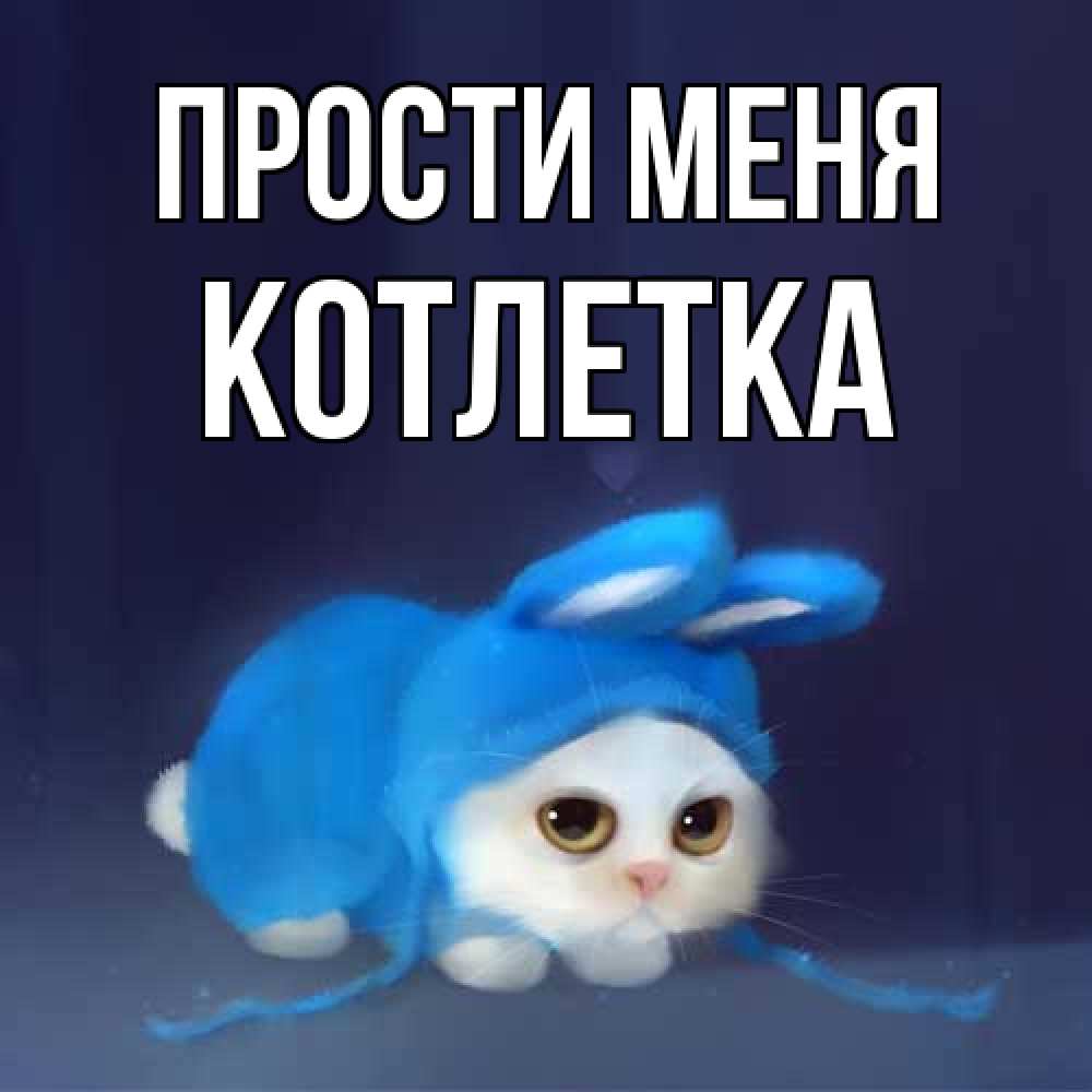 Открытка на каждый день с именем, Котлетка Прости меня невинный котозай просит прощения Прикольная открытка с пожеланием онлайн скачать бесплатно 