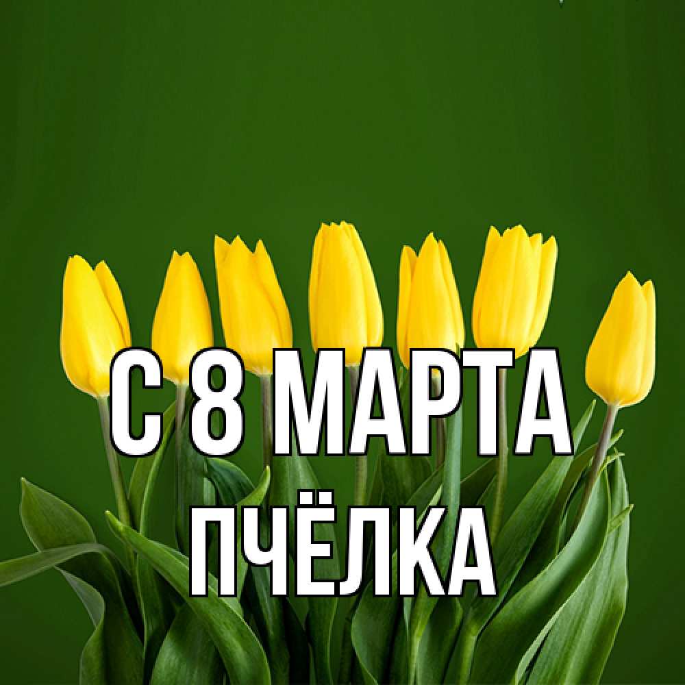 Открытка на каждый день с именем, Пчёлка C 8 МАРТА желтого цвета 3 Прикольная открытка с пожеланием онлайн скачать бесплатно 