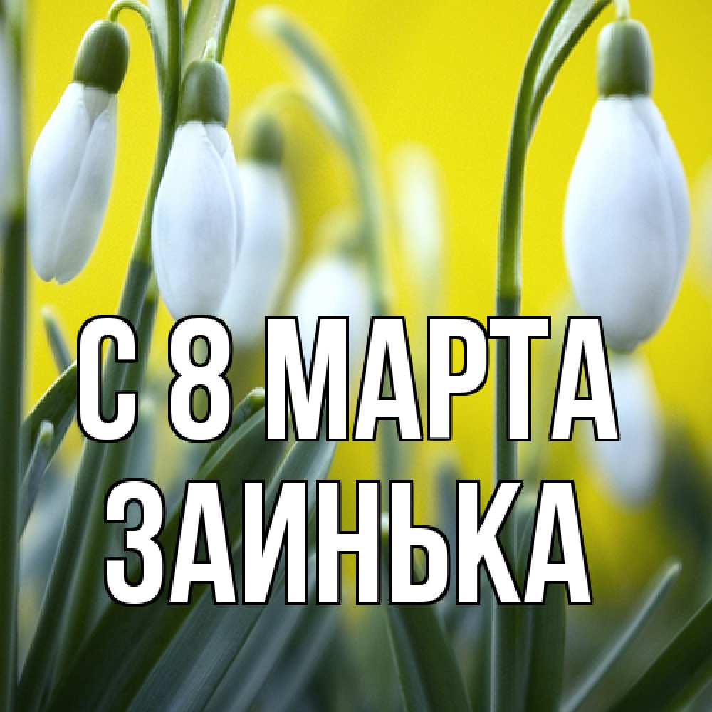 Открытка на каждый день с именем, Заинька C 8 МАРТА весенние цветы Прикольная открытка с пожеланием онлайн скачать бесплатно 