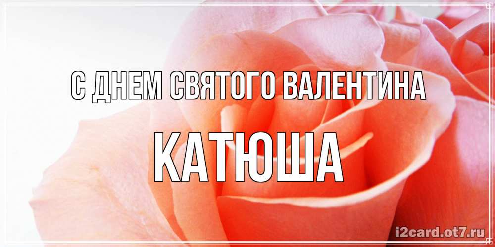 Открытка на каждый день с именем, Катюша С днем Святого Валентина открытка на день Святого Валентина с розовой розой Прикольная открытка с пожеланием онлайн скачать бесплатно 