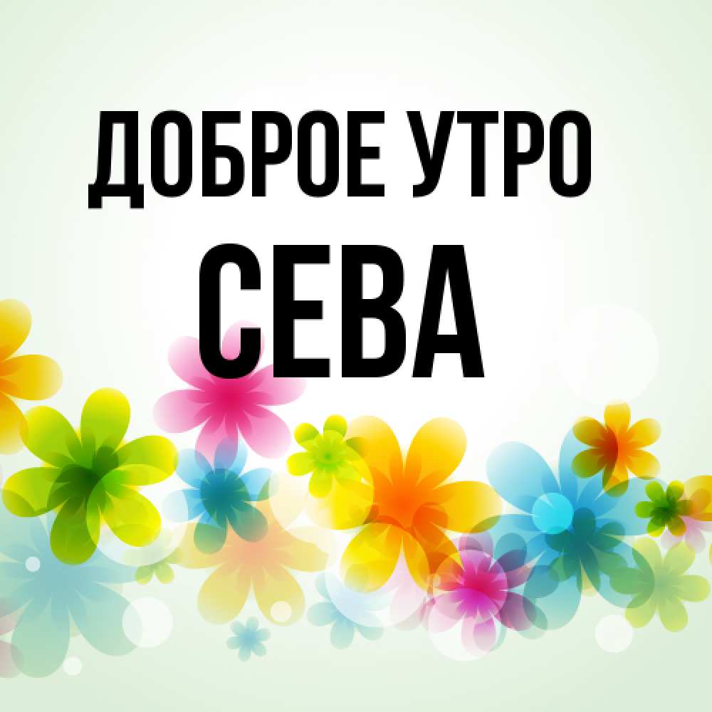 Открытка на каждый день с именем, Сева Доброе утро позитивные цветочки Прикольная открытка с пожеланием онлайн скачать бесплатно 