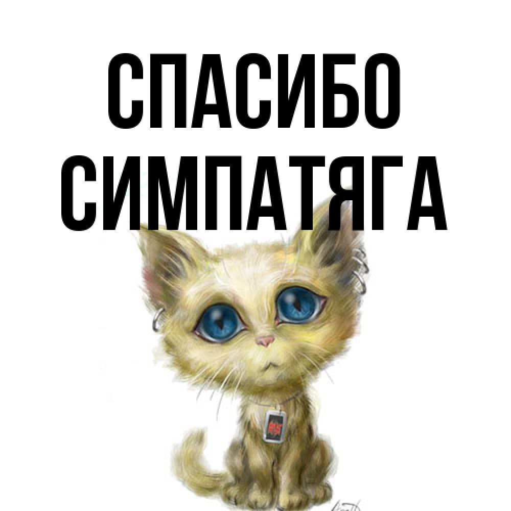 Открытка на каждый день с именем, Симпатяга Спасибо рисованный кот благодарит вас Прикольная открытка с пожеланием онлайн скачать бесплатно 