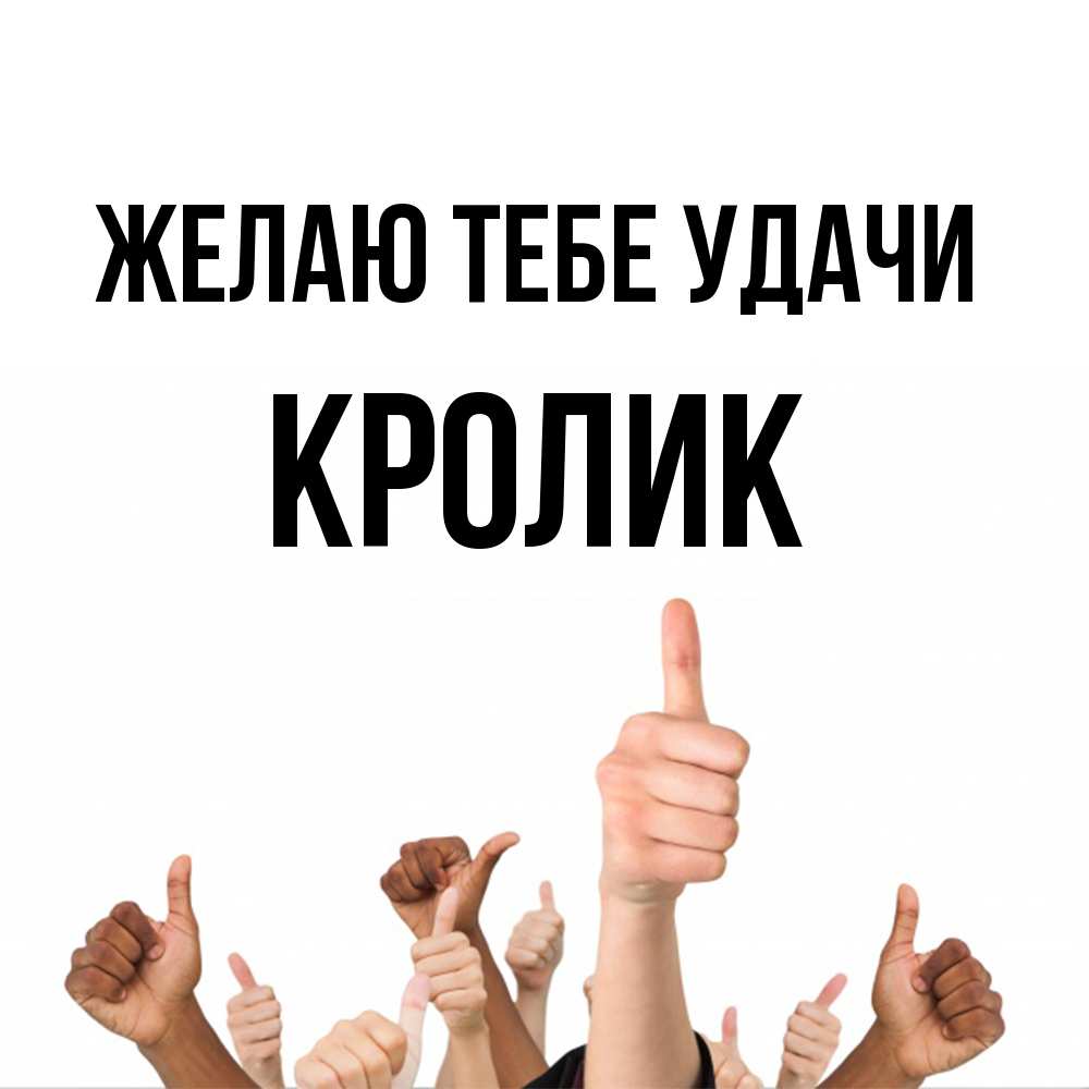 Открытка на каждый день с именем, кролик Желаю тебе удачи молодцом Прикольная открытка с пожеланием онлайн скачать бесплатно 