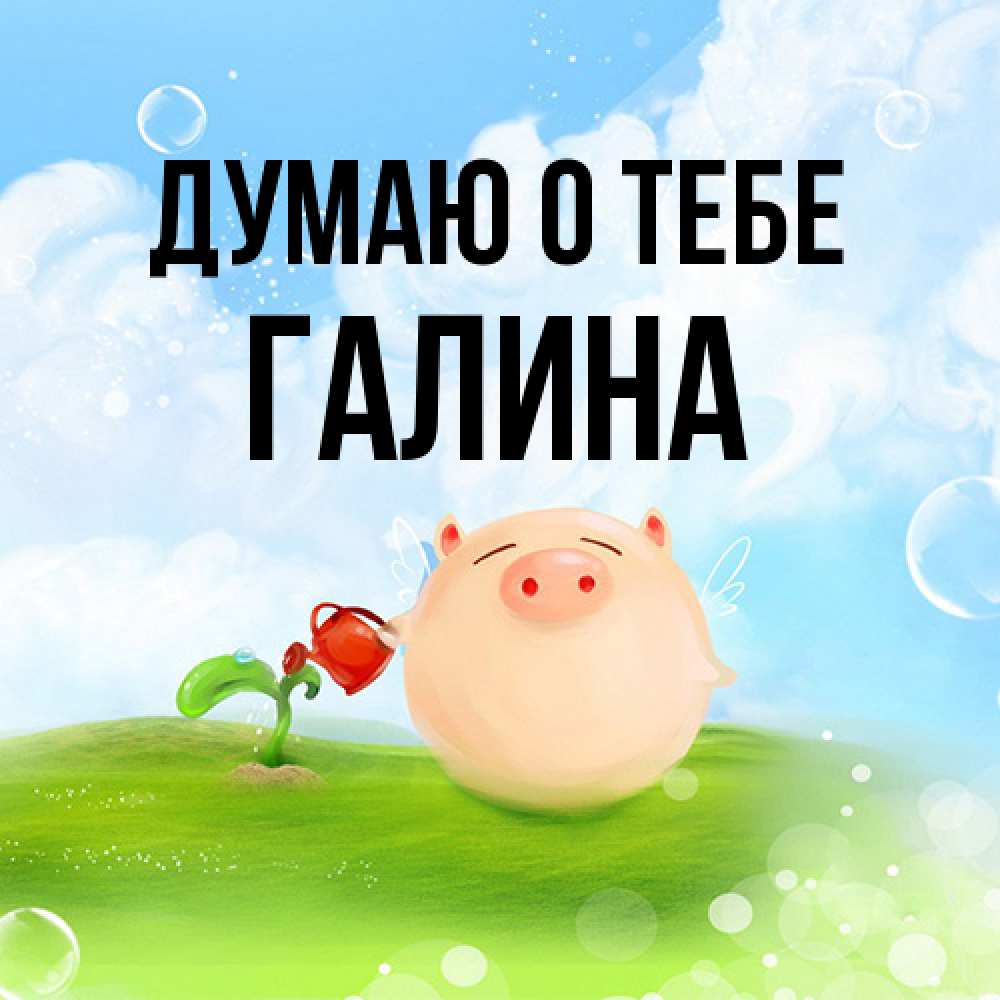 Открытка на каждый день с именем, галина Думаю о тебе позитивная свинюшка Прикольная открытка с пожеланием онлайн скачать бесплатно 