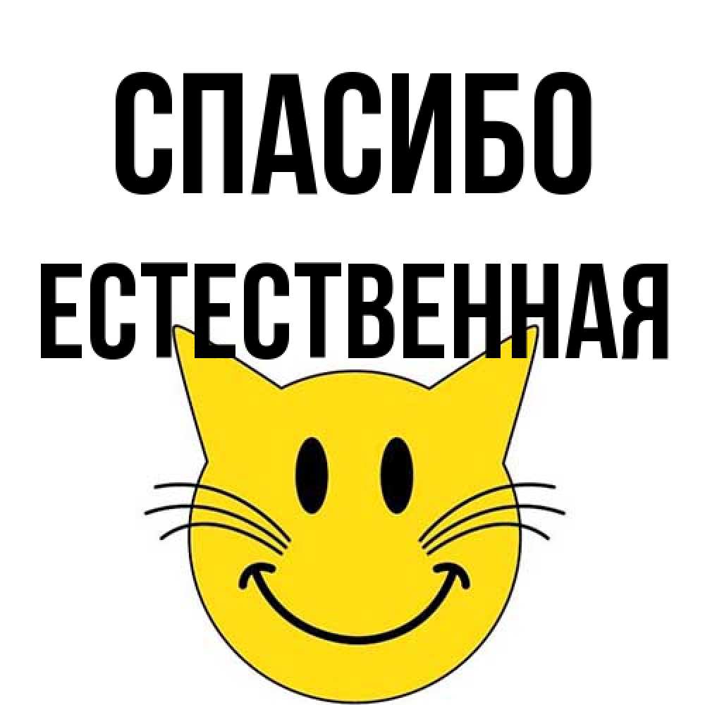Открытка на каждый день с именем, Естественная Спасибо улыбающийся смайл кот Прикольная открытка с пожеланием онлайн скачать бесплатно 