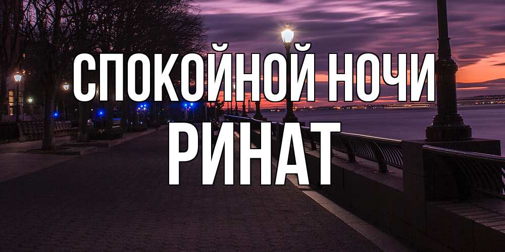 Открытка на каждый день с именем, Ринат Спокойной ночи фонари на фоне реки Прикольная открытка с пожеланием онлайн скачать бесплатно 