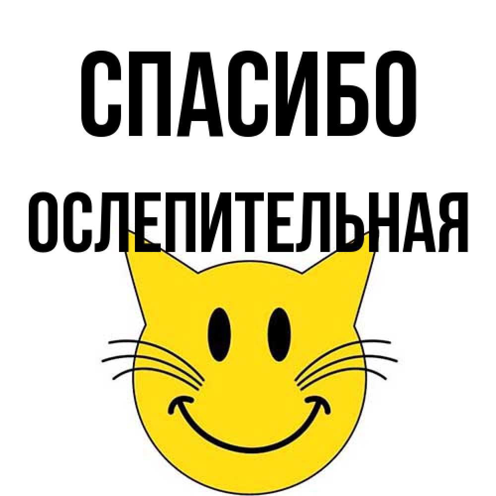 Открытка на каждый день с именем, Ослепительная Спасибо улыбающийся смайл кот Прикольная открытка с пожеланием онлайн скачать бесплатно 