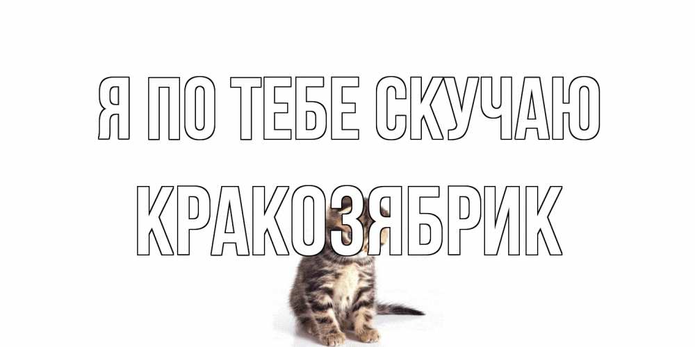 Открытка на каждый день с именем, Кракозябрик Я по тебе скучаю кот Прикольная открытка с пожеланием онлайн скачать бесплатно 