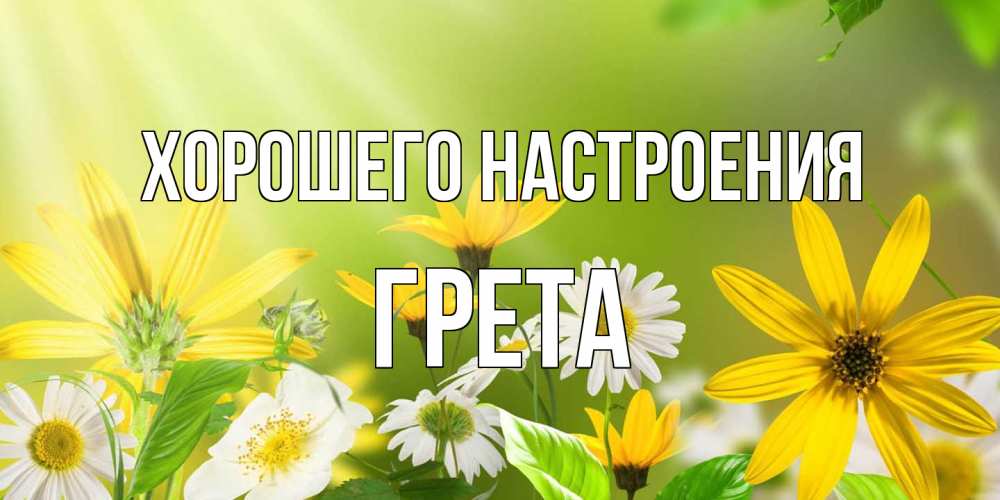 Открытка на каждый день с именем, Грета Хорошего настроения цветы Прикольная открытка с пожеланием онлайн скачать бесплатно 