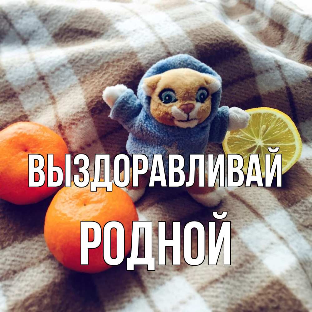 Открытка на каждый день с именем, Родной Выздоравливай вот тебе апельсинка и лимон Прикольная открытка с пожеланием онлайн скачать бесплатно 