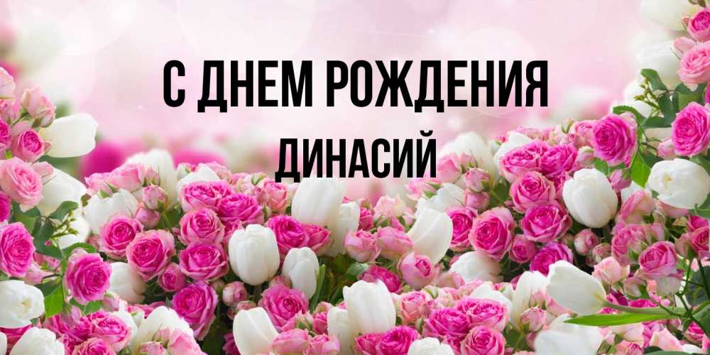 Открытка на каждый день с именем, Динасий С днем рождения открытка с разными розами Прикольная открытка с пожеланием онлайн скачать бесплатно 