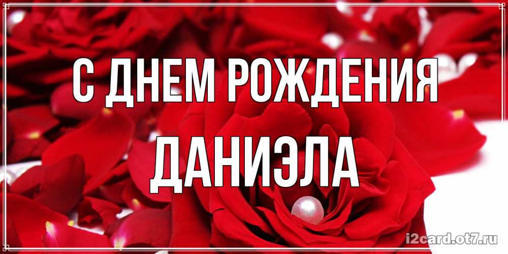 Открытка на каждый день с именем, Даниэла С днем рождения роза с жемчужиной на открытке для любимых Прикольная открытка с пожеланием онлайн скачать бесплатно 