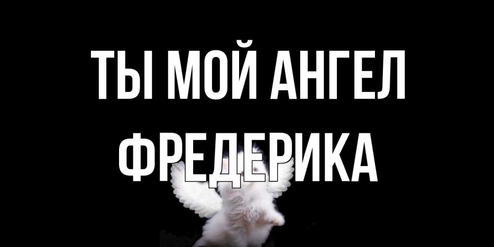 Открытка на каждый день с именем, Фредерика Ты мой ангел Кот ангел Прикольная открытка с пожеланием онлайн скачать бесплатно 