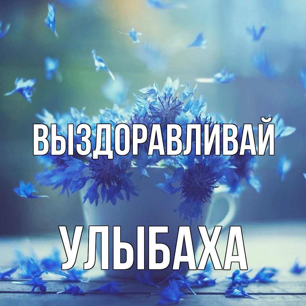 Открытка на каждый день с именем, Улыбаха Выздоравливай кружка с зельем и цветами Прикольная открытка с пожеланием онлайн скачать бесплатно 