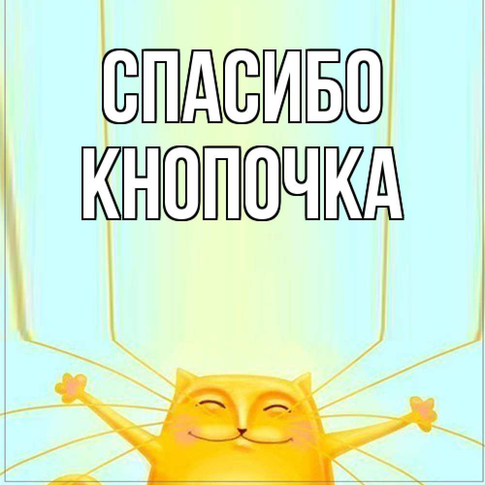 Открытка на каждый день с именем, Кнопочка Спасибо кот с усами благодарит Прикольная открытка с пожеланием онлайн скачать бесплатно 