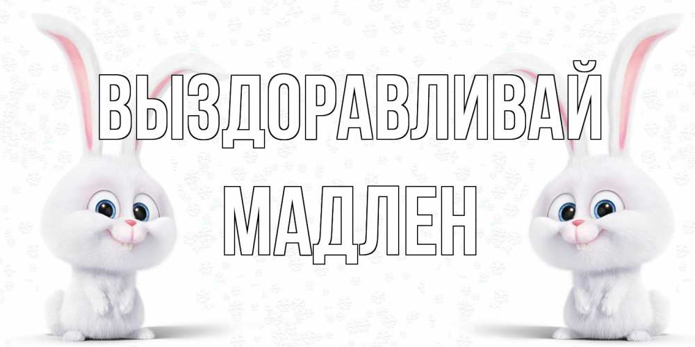 Открытка на каждый день с именем, Мадлен Выздоравливай не болей с зайцем Прикольная открытка с пожеланием онлайн скачать бесплатно 