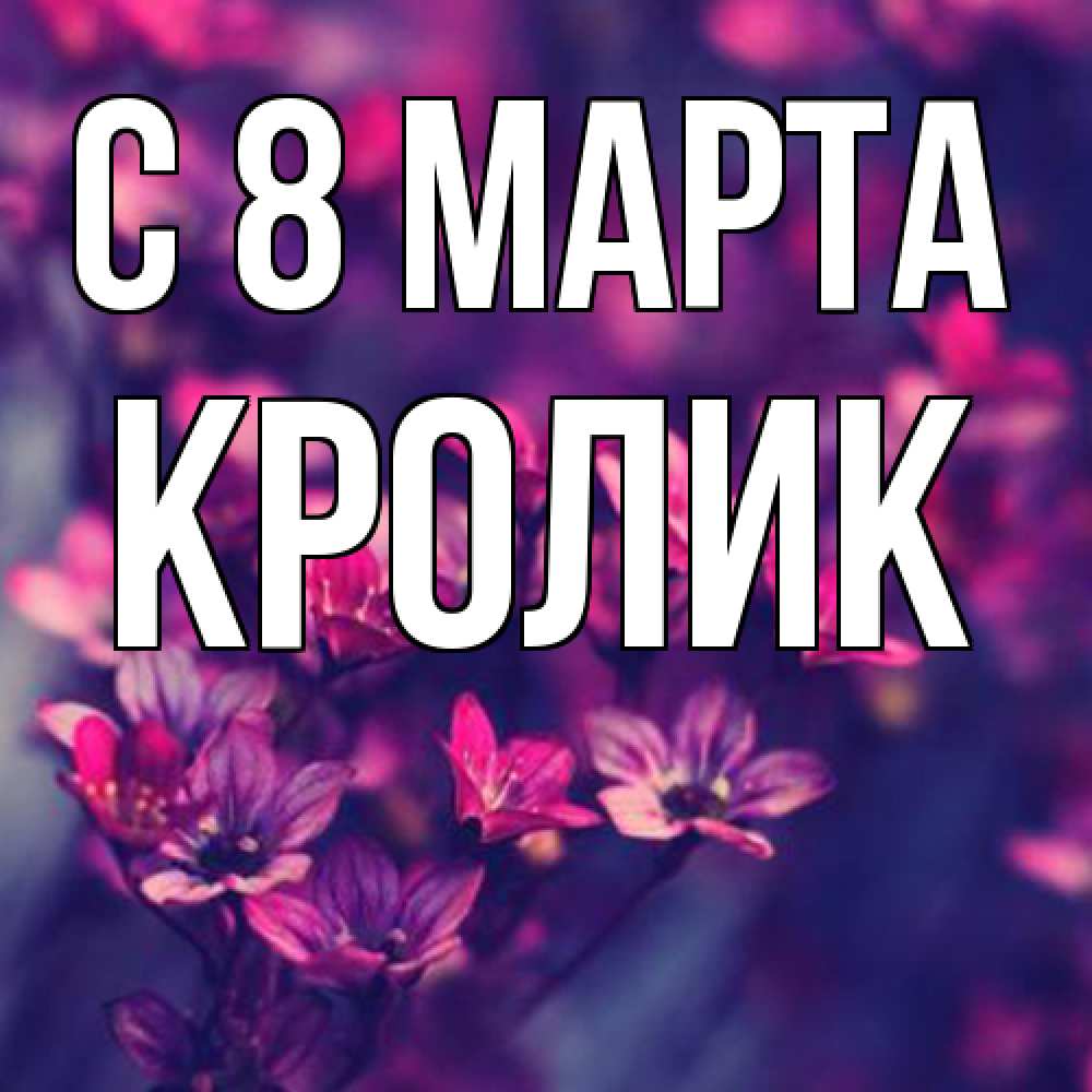 Открытка на каждый день с именем, кролик C 8 МАРТА небольшие цветы 1 Прикольная открытка с пожеланием онлайн скачать бесплатно 