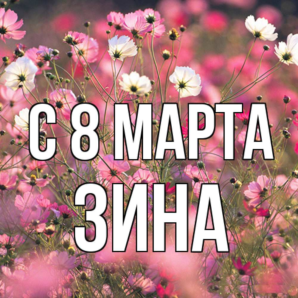 Открытка на каждый день с именем, Зина C 8 МАРТА красиво 1 Прикольная открытка с пожеланием онлайн скачать бесплатно 