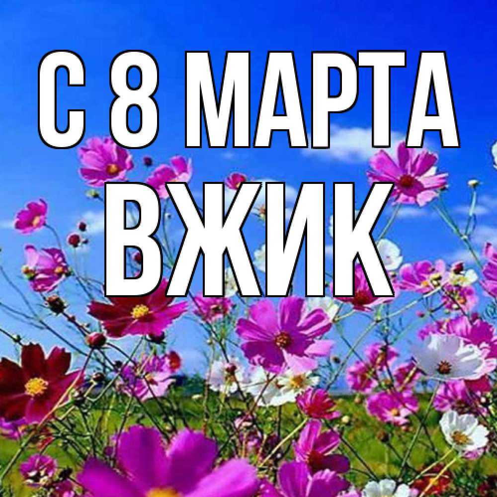 Открытка на каждый день с именем, Вжик C 8 МАРТА цветы Прикольная открытка с пожеланием онлайн скачать бесплатно 