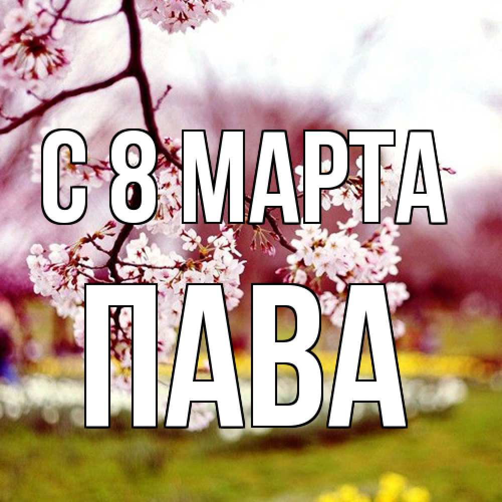 Открытка на каждый день с именем, пава C 8 МАРТА яблоня Прикольная открытка с пожеланием онлайн скачать бесплатно 