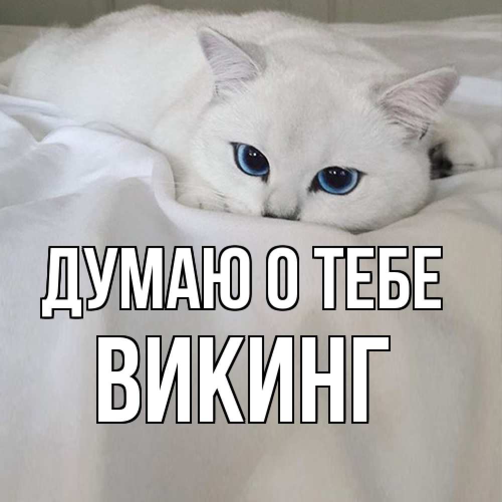 Открытка на каждый день с именем, Викинг Думаю о тебе я очень по тебе скучаю и тоскую Прикольная открытка с пожеланием онлайн скачать бесплатно 